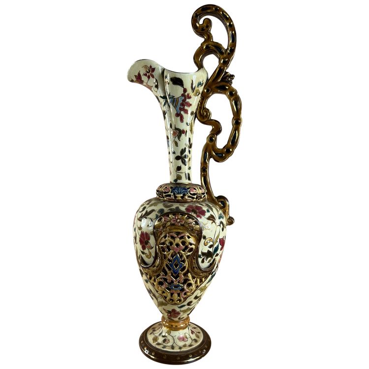 Orientalist openwork earthenware vase signed Josef Steidl - Vienna, late 19th century
