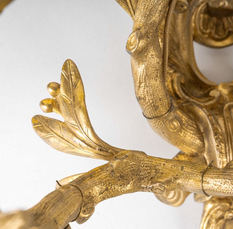 Set of four Chiseled Bronze two-light sconces Italy circa 1850