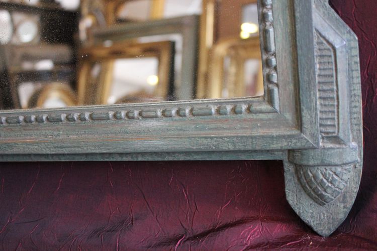 55 x 88 cm Antique carved wood mirror with patina in the Louis XVI Directoire style
