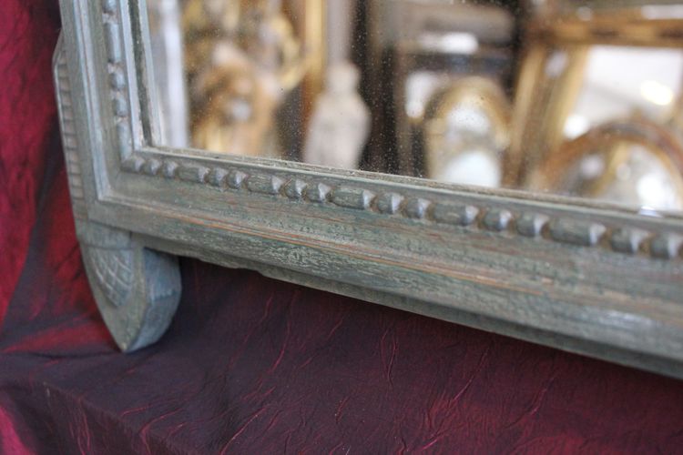 55 x 88 cm Antique carved wood mirror with patina in the Louis XVI Directoire style