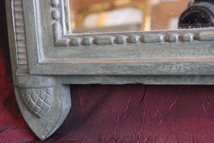 55 x 88 cm Antique carved wood mirror with patina in the Louis XVI Directoire style