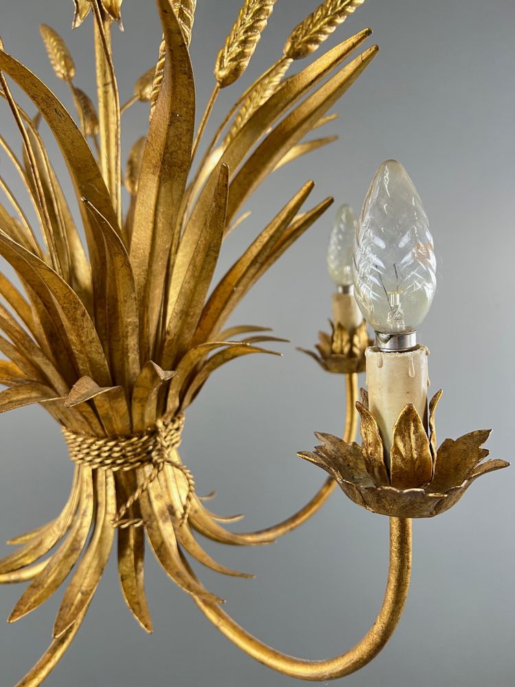 Gilded metal chandelier decorated with wheat sheaves , 20th Century