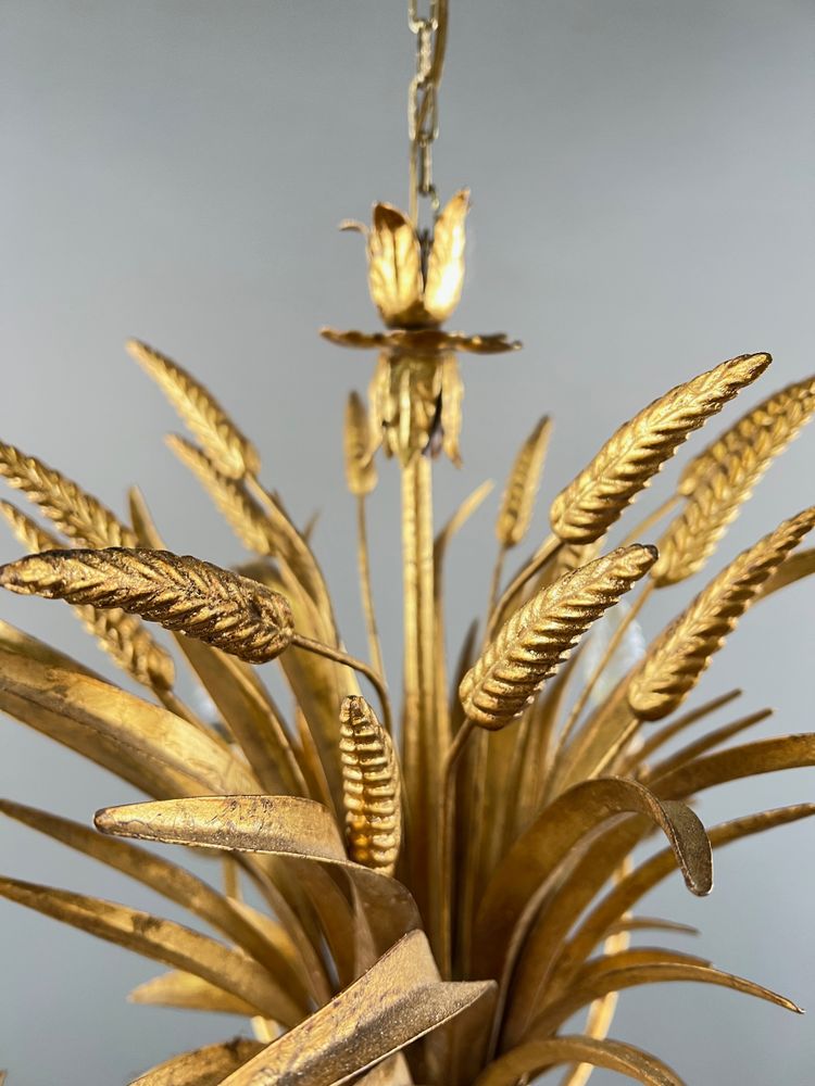 Gilded metal chandelier decorated with wheat sheaves , 20th Century