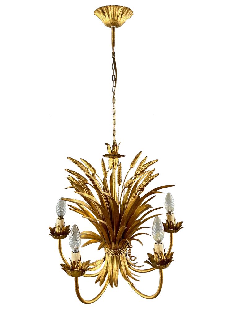 Gilded metal chandelier decorated with wheat sheaves , 20th Century