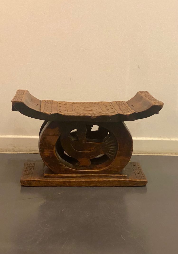 Ashanti stool with Sankofa bird from Ghana