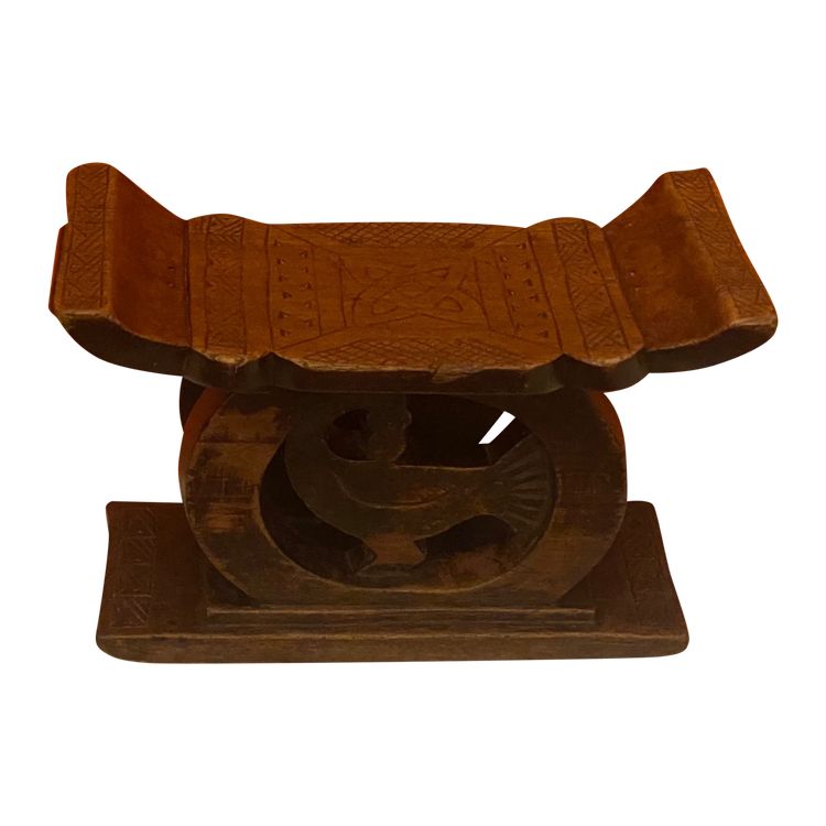 Ashanti stool with Sankofa bird from Ghana