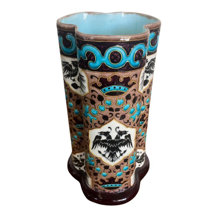 Jules Vieillard - Bordeaux Three-lobed vase in fine glazed earthenware - XIXᵉ century