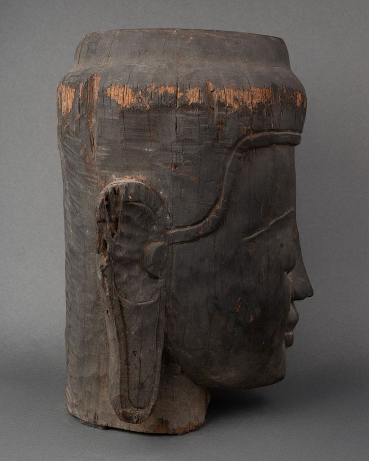 Carved Wooden Head, Cambodia, 19th Century