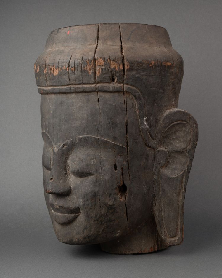 Carved Wooden Head, Cambodia, 19th Century