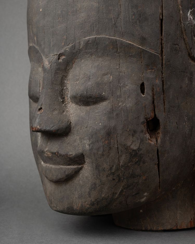 Carved Wooden Head, Cambodia, 19th Century