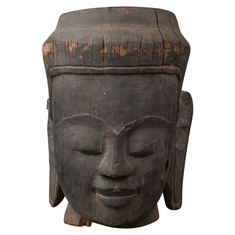 Carved Wooden Head, Cambodia, 19th Century