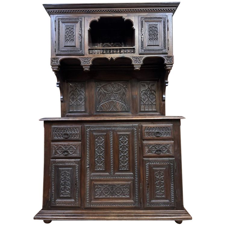 Cabinet Style Renaissance En Bois Sculpté vers 1850