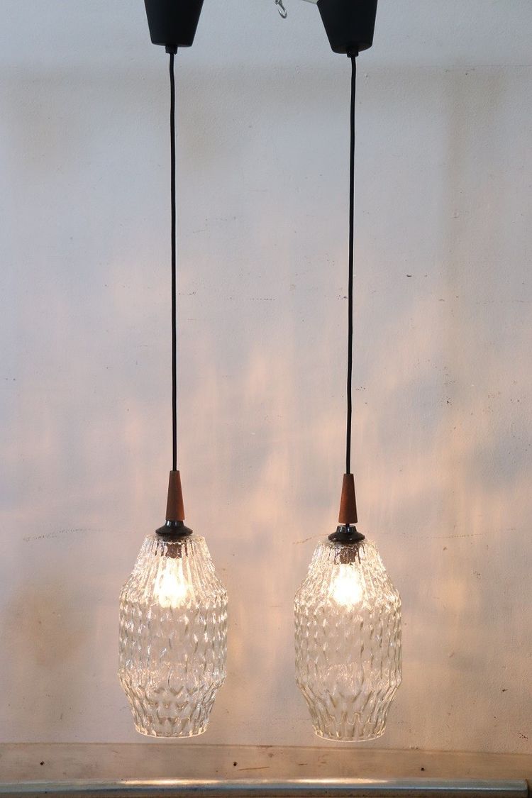 Lampade a sospensione in vetro di Murano, anni '60, set di 2
