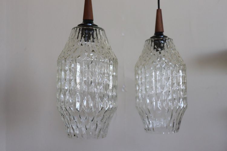 Lampade a sospensione in vetro di Murano, anni '60, set di 2