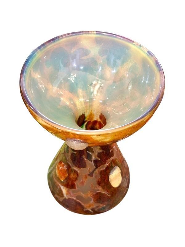 Daum Rare Calice Vase "Feuilles De Chênes Et Cabochons" (Eichenblätter und Cabochons)