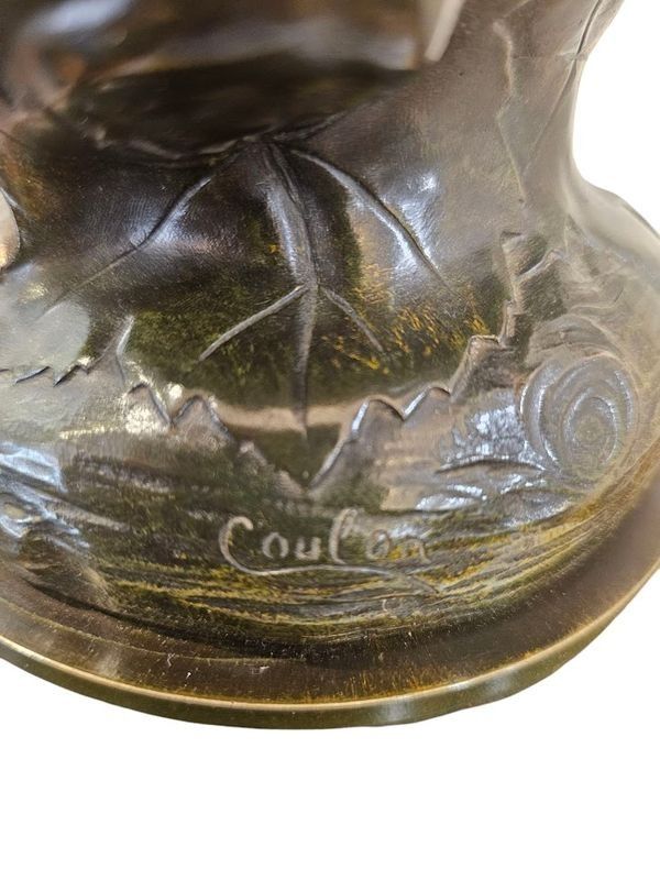 Jean Coulon Bronzeskulptur "Weinblätter Und Nymphen"