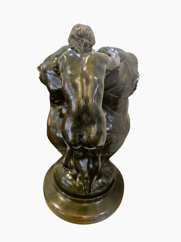 Jean Coulon Bronzeskulptur "Weinblätter Und Nymphen"