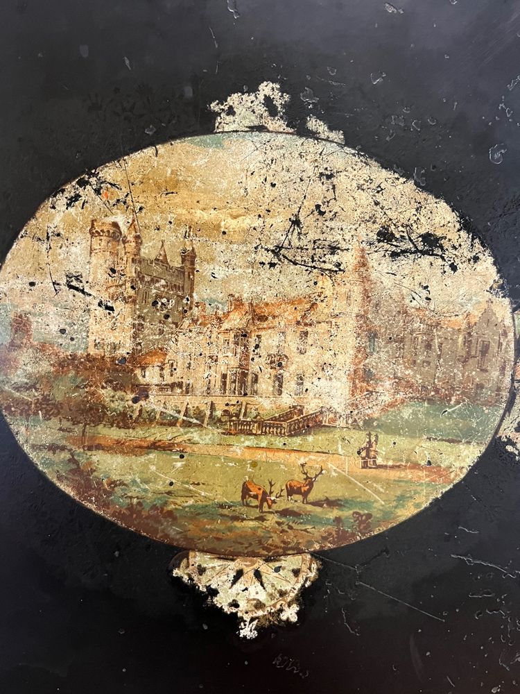 Napoleon III oval tray in painted sheet metal