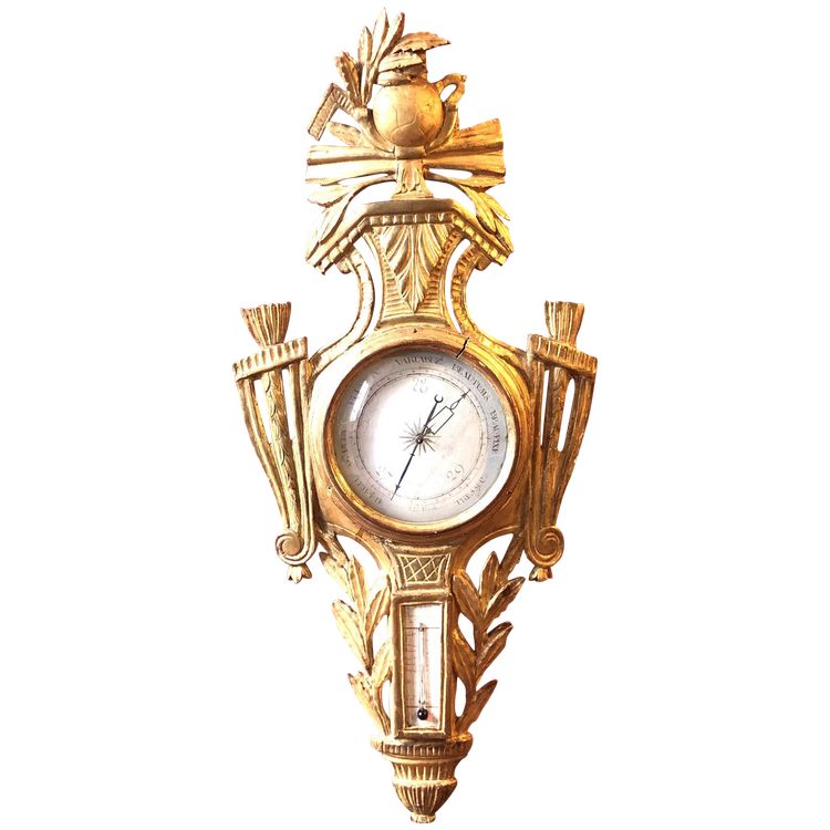Baromètre-Thermomètre Allégorie des Sciences, époque Louis XVI