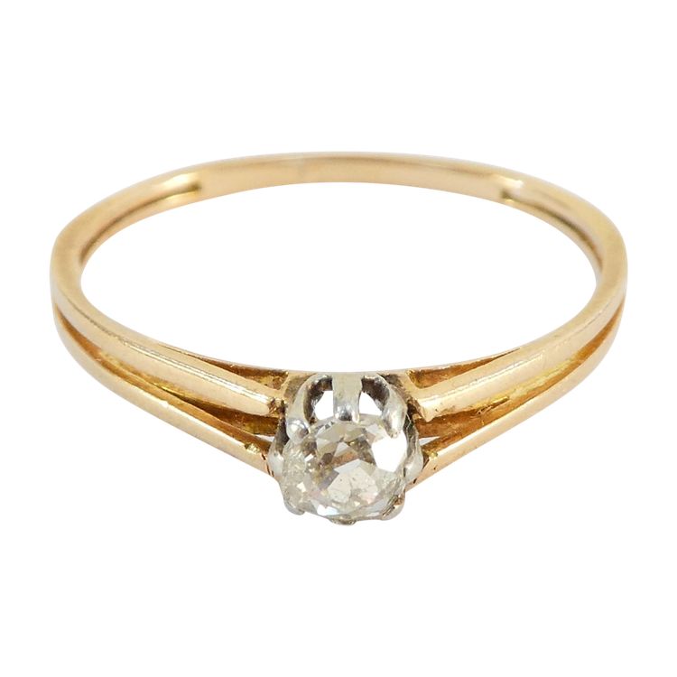 Bague solitaire en OR jaune 18 carats avec DIAMANT