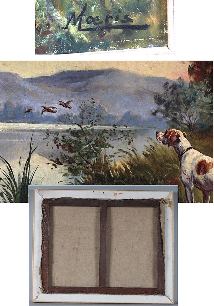 Jagdbild, 75 cm, signiert: Moeris, Anfang 20 ème, Ecole Française