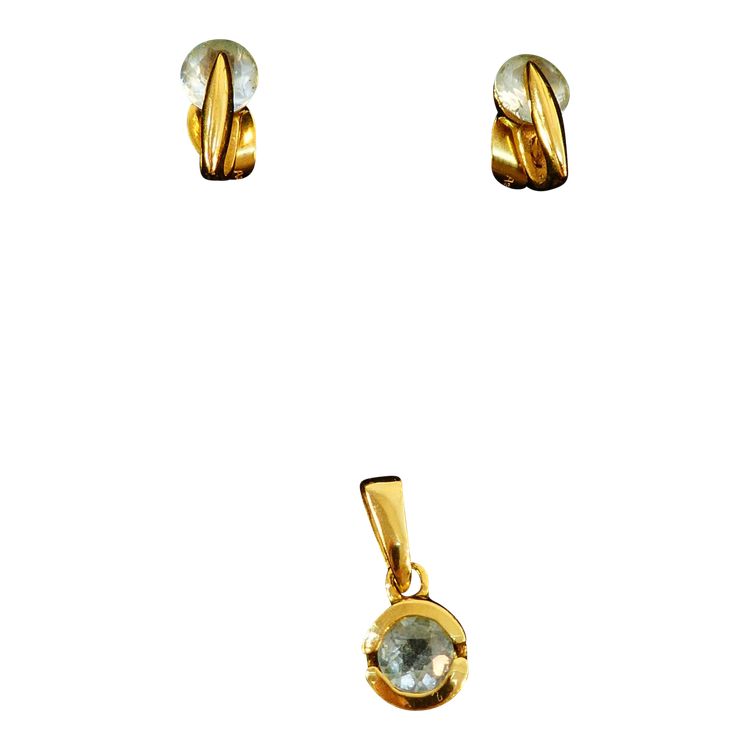 Pendente e orecchini con acquamarina in oro 750/1000