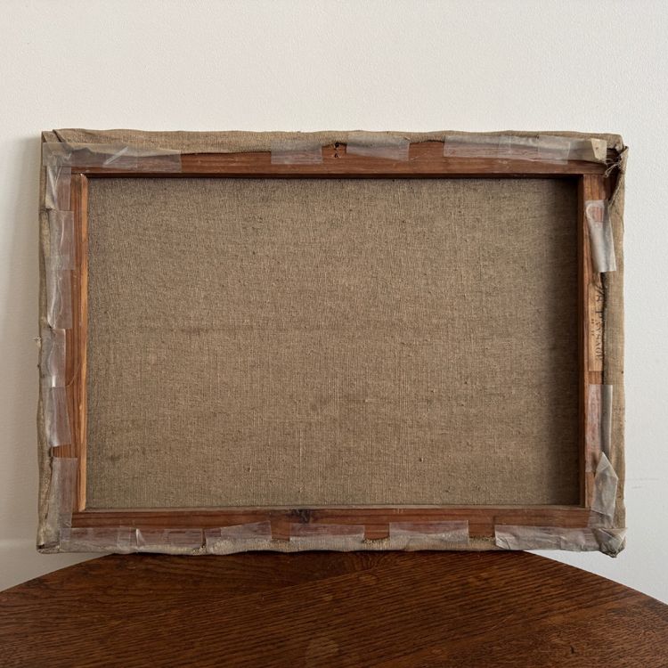 Öl auf Leinwand Meeresküste Boote an einem Strand von C. Gallos XX.
