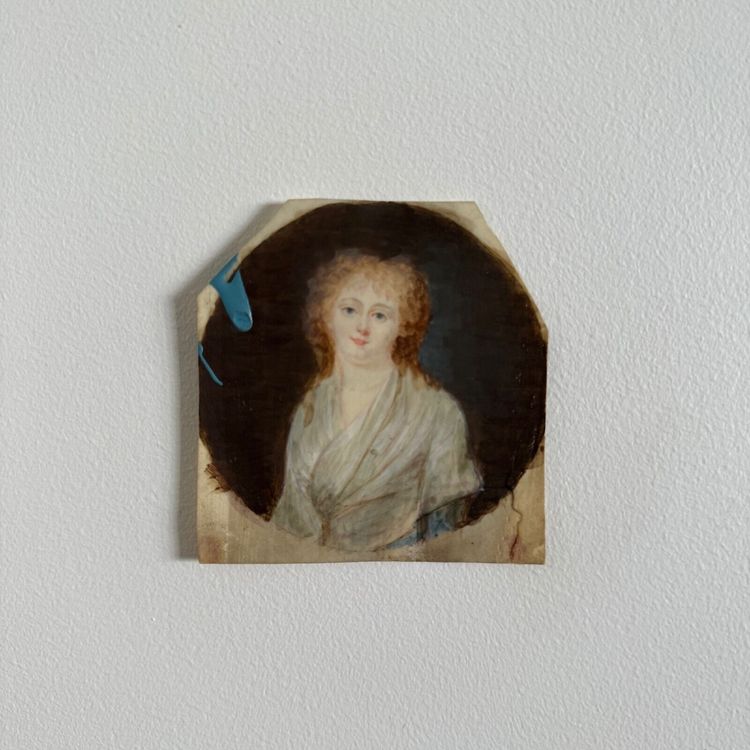 Hand-executed miniature of a young woman from the 18th century with red hair