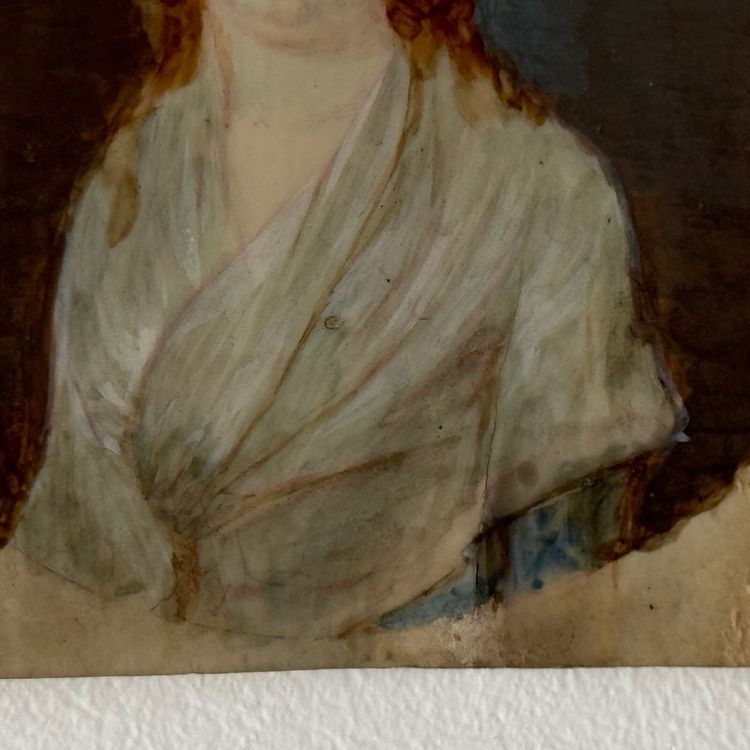 Hand-executed miniature of a young woman from the 18th century with red hair