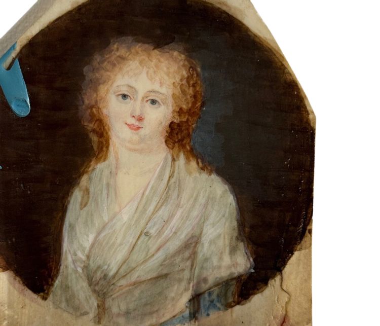 Hand-executed miniature of a young woman from the 18th century with red hair