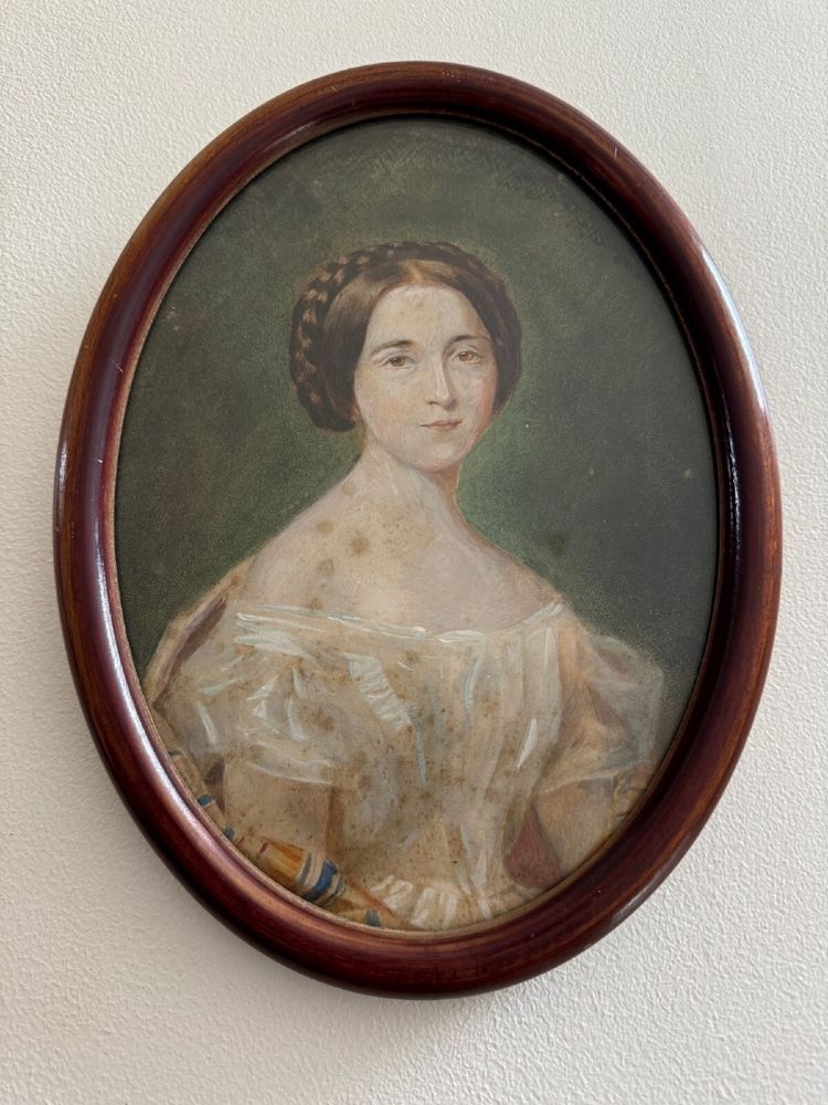 Watercolor on paper, early 20th century, portrait of a woman from the early 19th century
