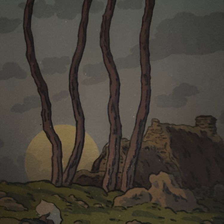 Lithograph by Henri Rivière La Féérie des Heures - La Pleine Lune