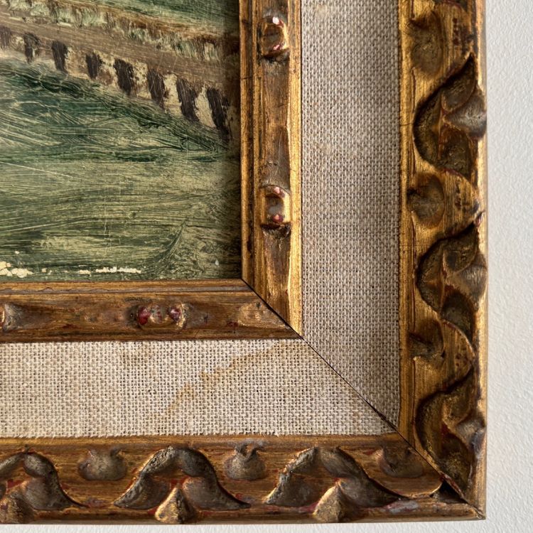 Olio su cartone Le Croisic jetée en bord de mer inizio XX secolo