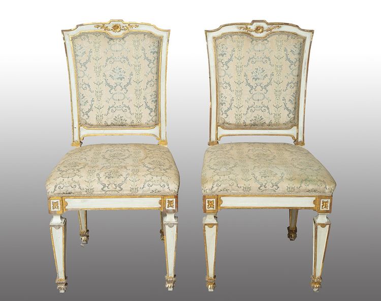 Salon de style Louis XVI en bois laqué et doré, 20siècle