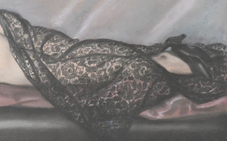 Julien Jacques LECLERC (1887-1972) "Akt mit schwarzer Spitze" Pastellmalerei