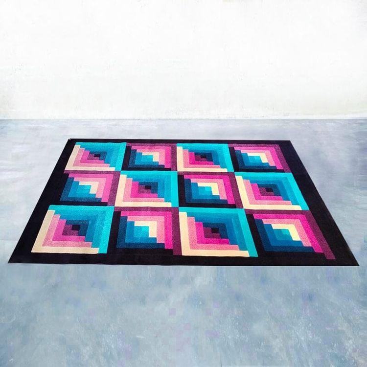 Tappeto geometrico in lana italiana degli anni '80 di Missoni per T&J Vestor