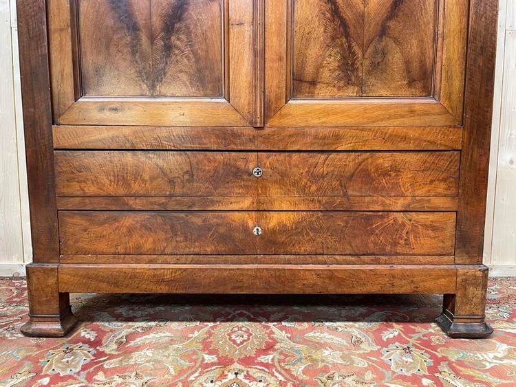 Louis Philippe era wardrobe in walnut and plating