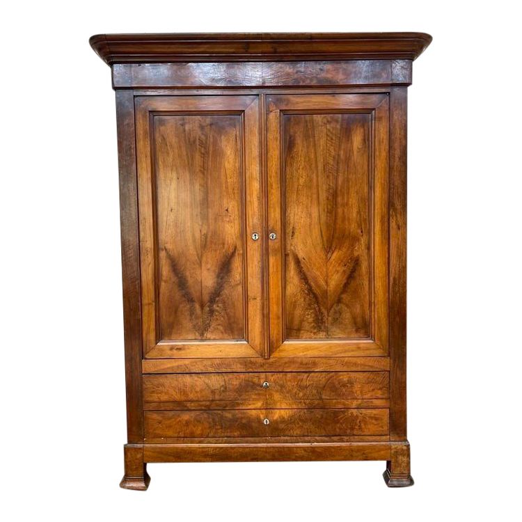 Louis Philippe era wardrobe in walnut and plating
