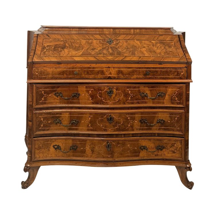 Commode à abattant en noyer et en racine de noyer, Lombardie (Brescia), XVIIIe siècle