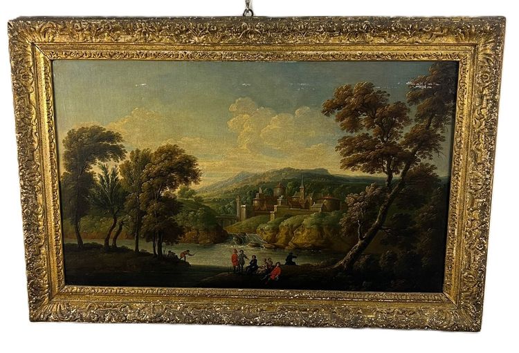 Anonymous, 18th century, a) b) "Landscape with Figures"