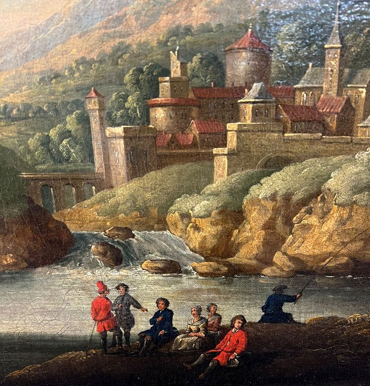 Anonymous, 18th century, a) b) "Landscape with Figures"