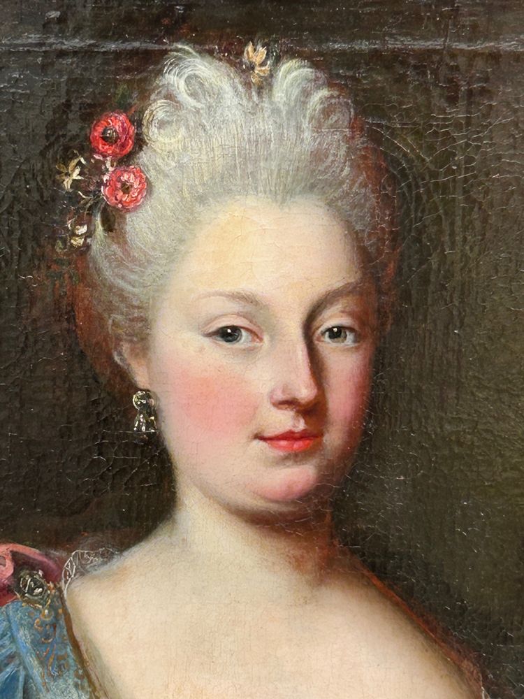 Portrait Of An Elegant Woman Oil On Canvas 18th century period
