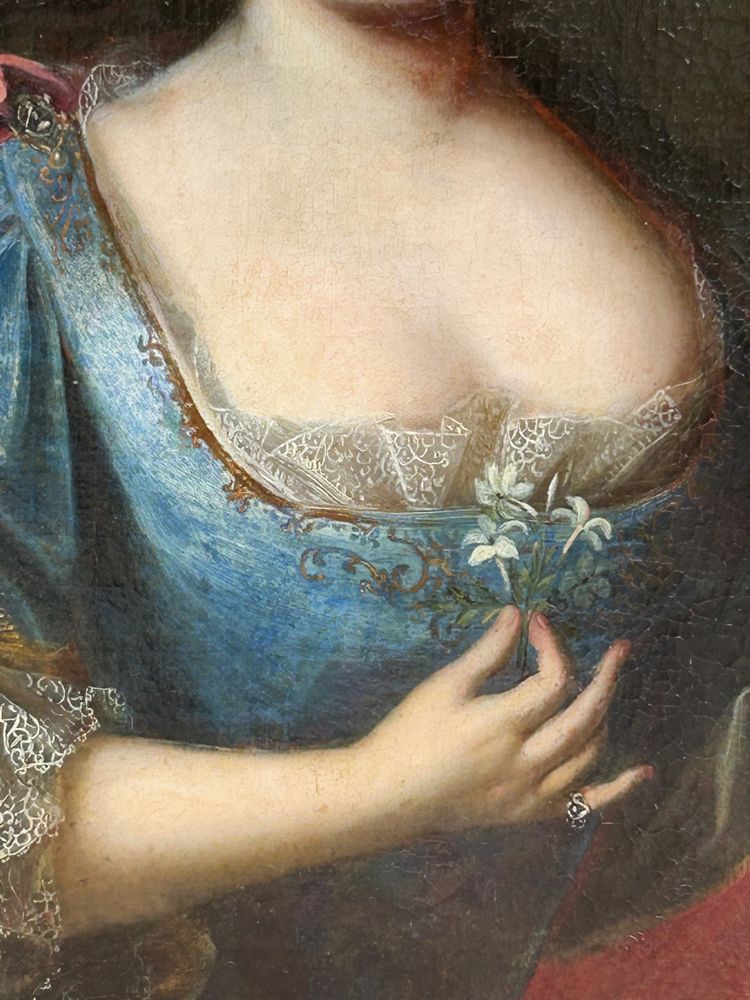 Portrait Of An Elegant Woman Oil On Canvas 18th century period