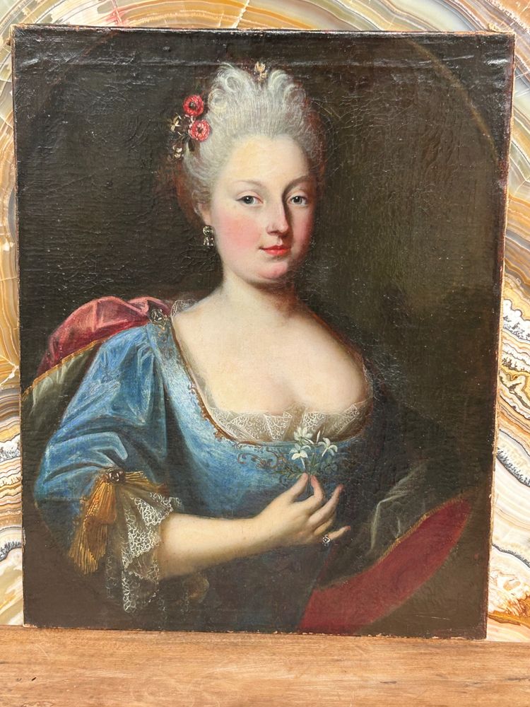 Portrait Of An Elegant Woman Oil On Canvas 18th century period