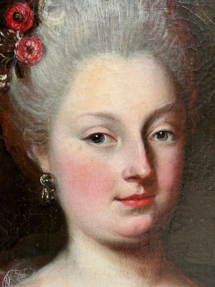 Portrait Of An Elegant Woman Oil On Canvas 18th century period