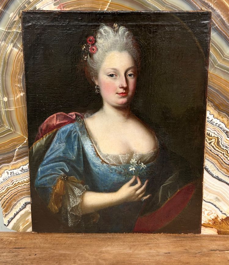Portrait Of An Elegant Woman Oil On Canvas 18th century period