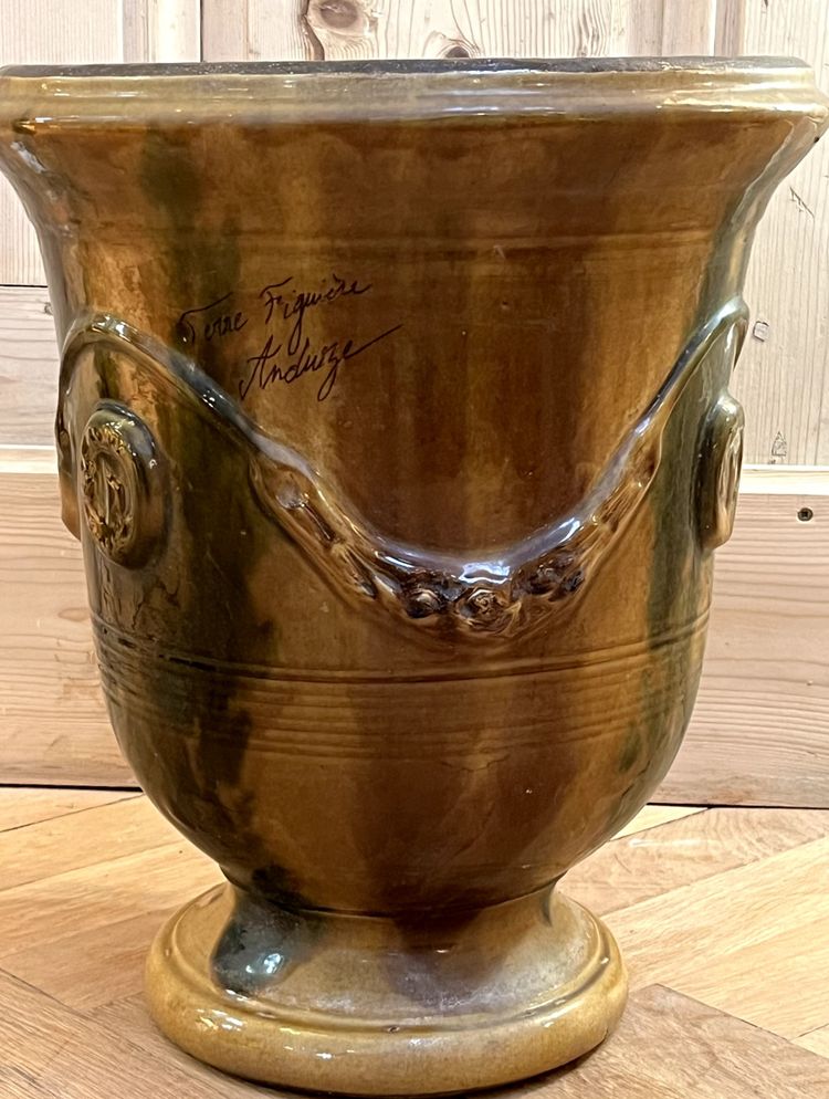 Vase von Anduze aus glasiertem Terrakotta Flammé