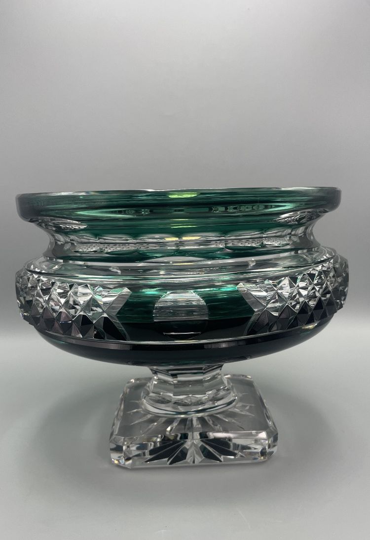 Milieu de table emmeraude cristal Val Saint Lambert