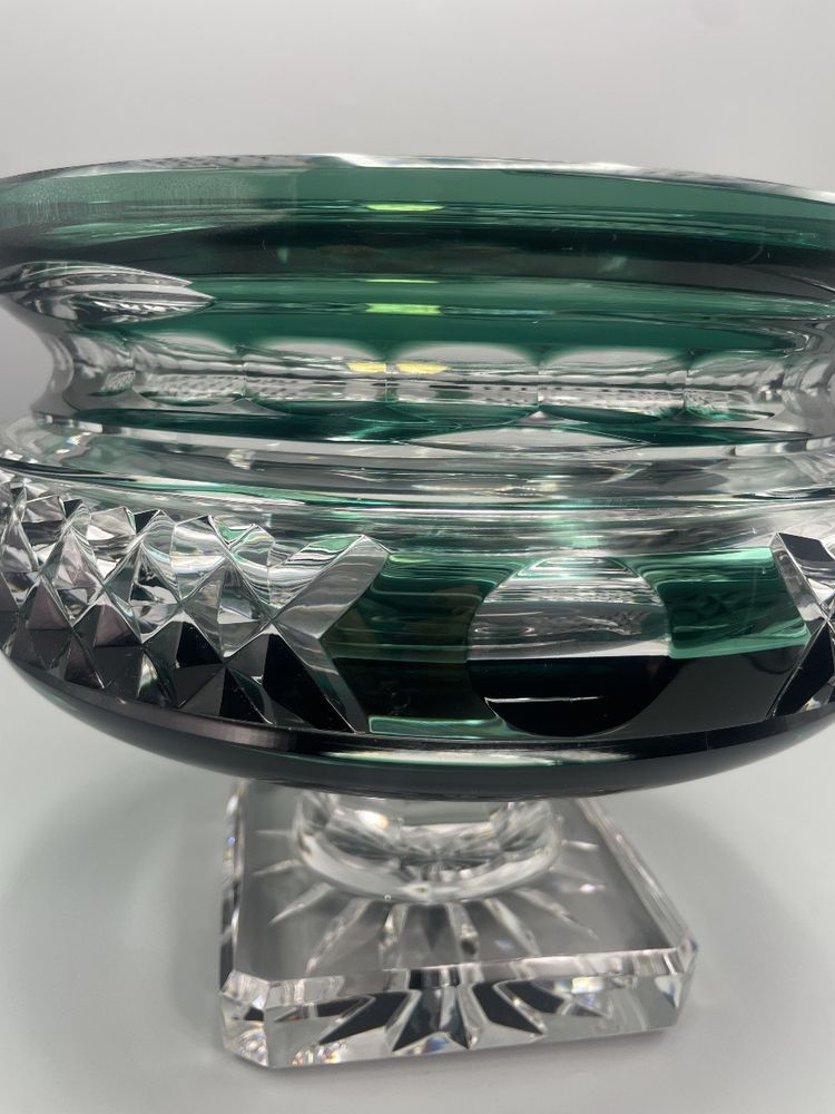 Milieu de table emmeraude cristal Val Saint Lambert