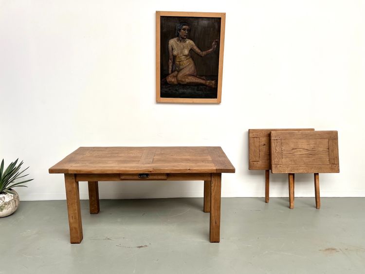 Solid oak extensible table - France, 1950s